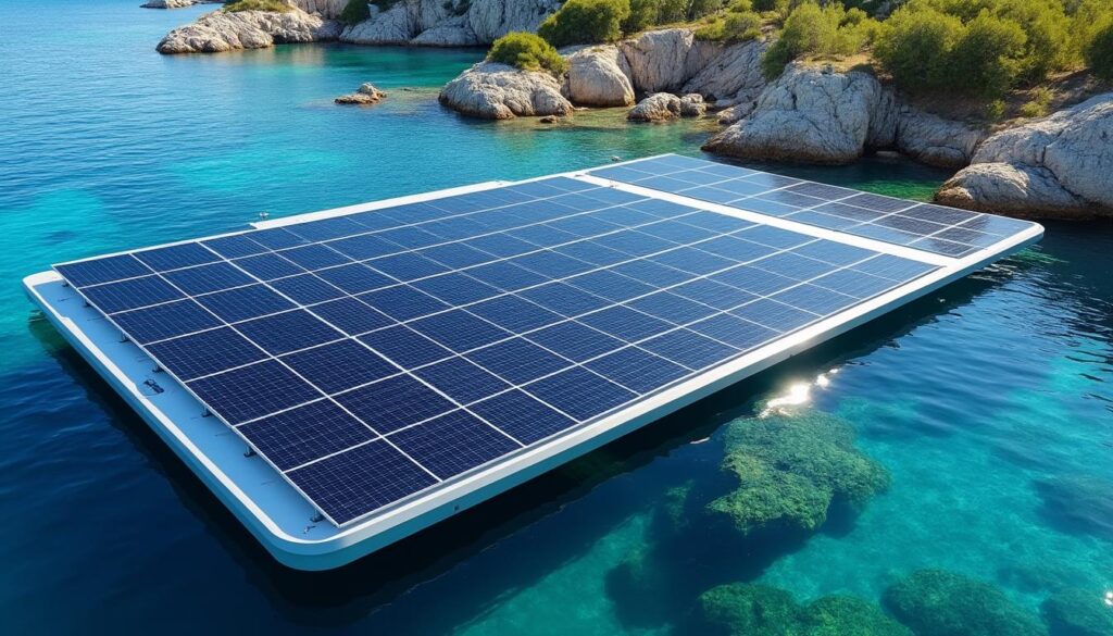 découvrez le premier quai flottant solaire au monde près de marseille, une innovation écologique fournissant une énergie électrique renouvelable sur une île unique.