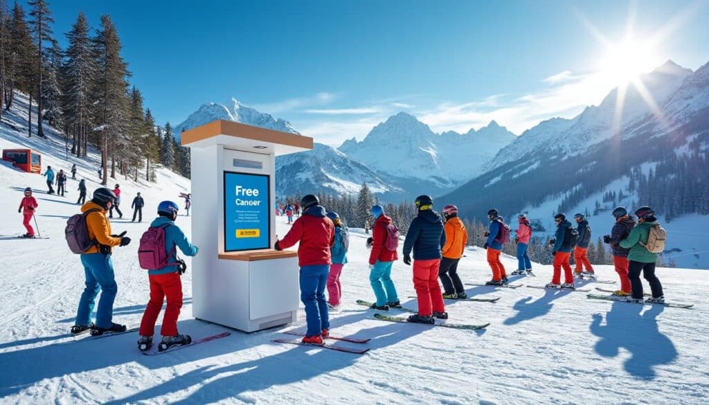 huit stations de ski en france proposent de la crème solaire gratuite afin de sensibiliser et prévenir les cancers de la peau chez les skieurs.