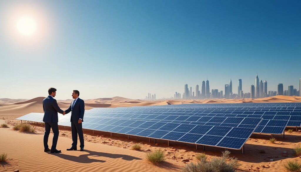 masdar et engie annoncent le financement de khazna, un projet solaire colossal de 1,5 gw à abou dhabi, visant à renforcer les énergies renouvelables et la transition énergétique.