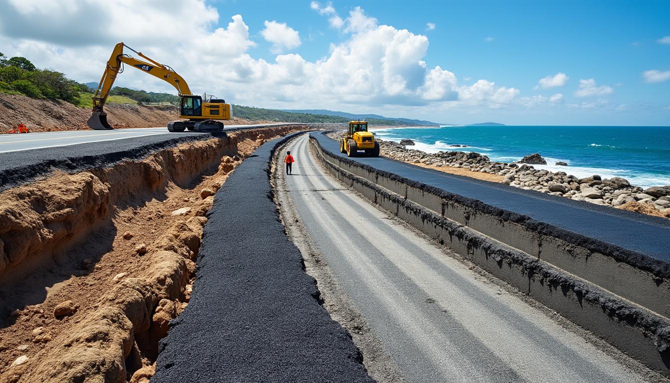 découvrez l'intervention essentielle de réparation du trou béant à tréogat sur la route du vent solaire, assurant sécurité et fluidité avant la saison estivale.
